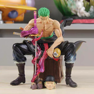 Mô hình Zoro ngồi ghế cao 14.5cm 2 đầu thay thế