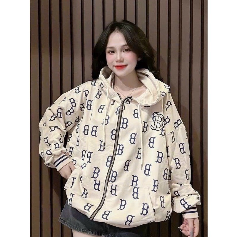 Áo Khoác Nữ, Áo Khoác In Chữ B Kèm Mũ 2 Lớp Dày Dặn 2 Màu Siêu Xinh