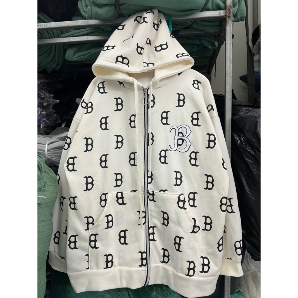 Áo Khoác Nữ, Áo Khoác In Chữ B Kèm Mũ 2 Lớp Dày Dặn 2 Màu Siêu Xinh