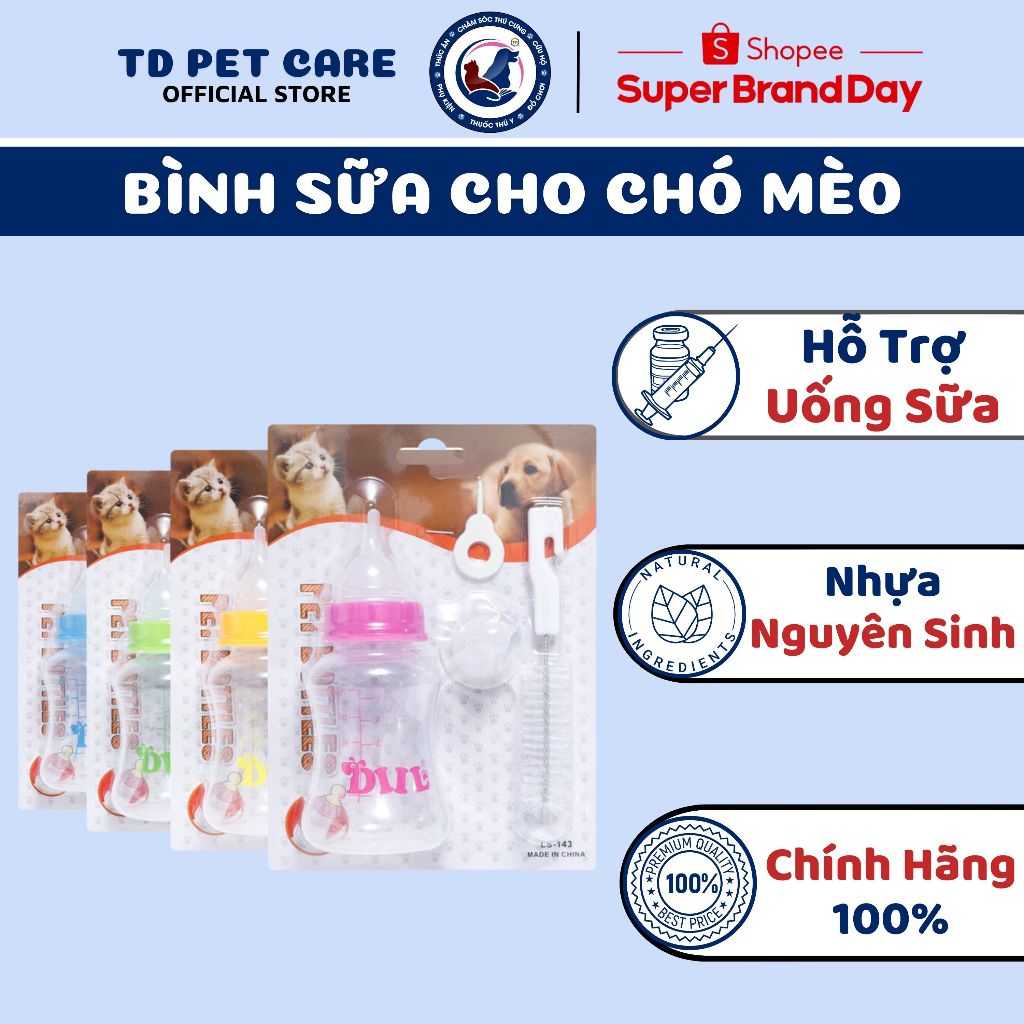 Bộ Bình Ti Sữa Dành Cho Chó Con Và Mèo Con 150ml Pet Bottles - Bình Sữa Dành Cho Thú Cưng 