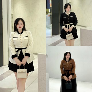  A48 Áo cổ tàu 4 nắp túi phối nơ eo 