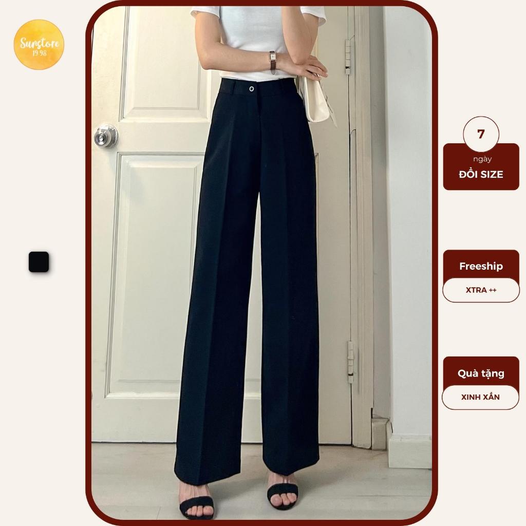 Quần tây ống rộng nữ lưng cạp cao suông dài công sở cài nút Baspant Q049 - Sunstore