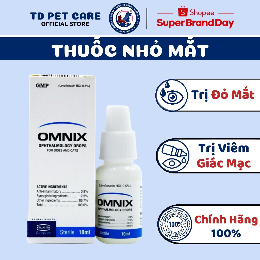 Nước Nhỏ Mắt Cho Mèo Dành Cho Thú Cưng TD OMNIX