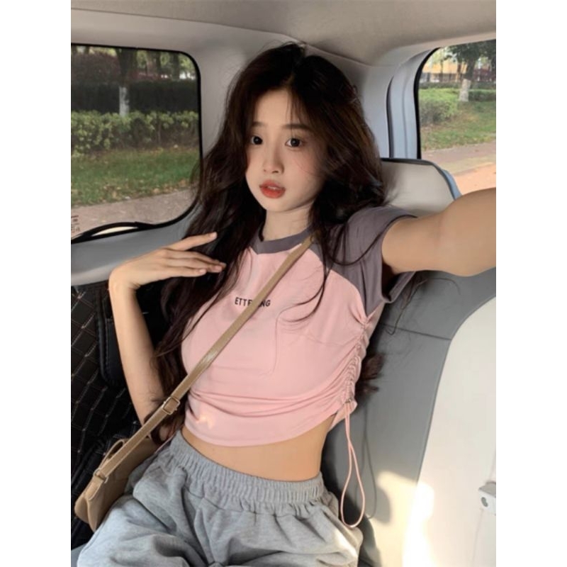 Áo croptop tay ngắn rút dây A211