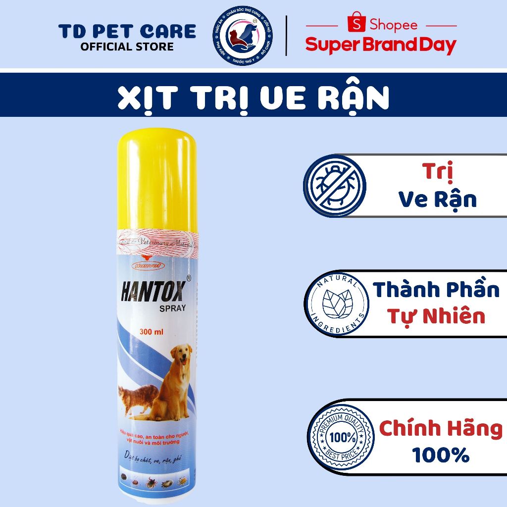 Lọ Xịt Ve Chó Rận Mèo Bọ Chét Dành Cho Chó Mèo Hantox Spray - Chai Xịt Bọ Chó Dành Cho Thú Cưng
