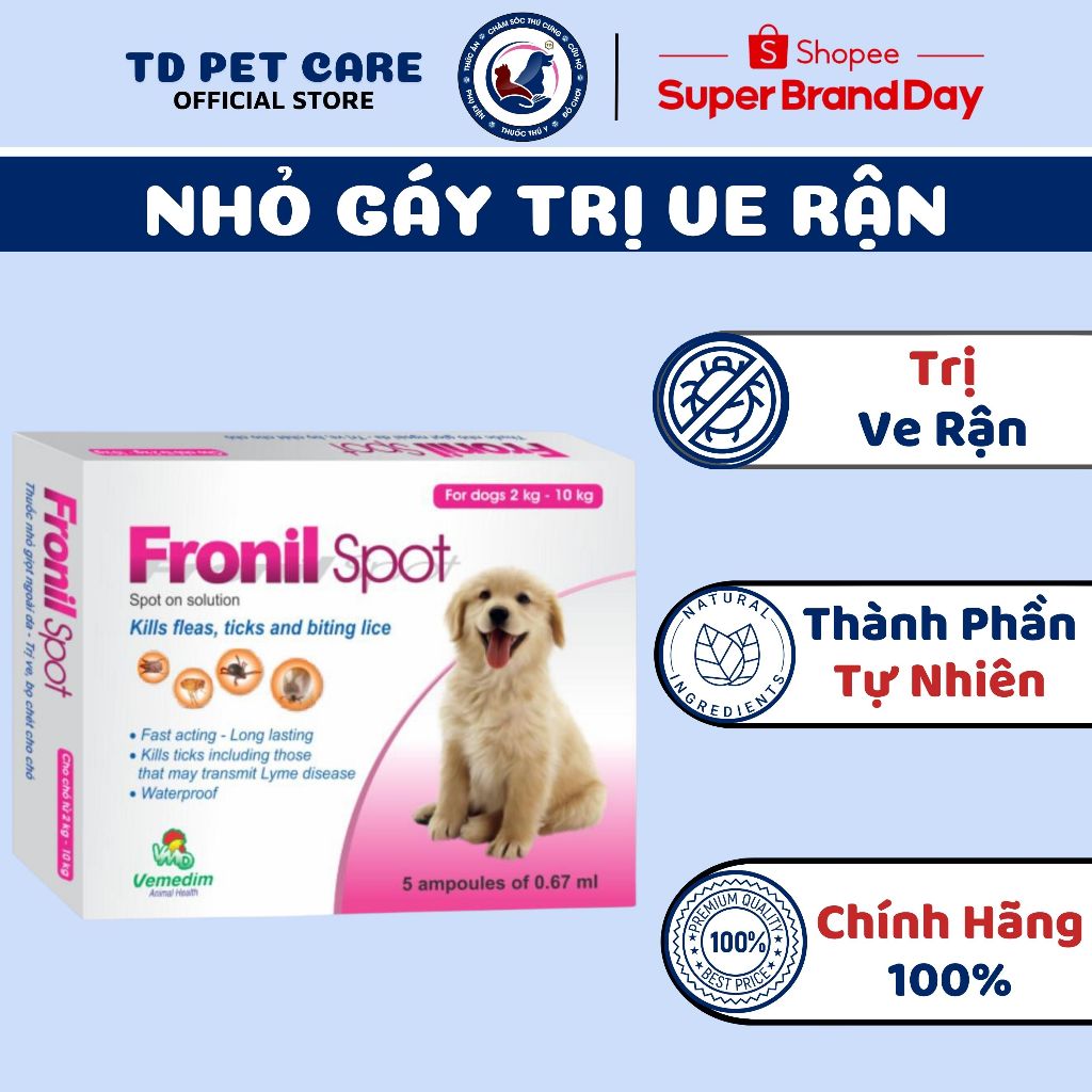 Tuýp Nhỏ Gáy Mèo Rận Mèo Ve Chó Dành Cho Chó Mèo FRONIL SPOT - Ống Nhỏ Gáy Chó Giận Mèo Bọ Chét Dành Cho Thú Cưng