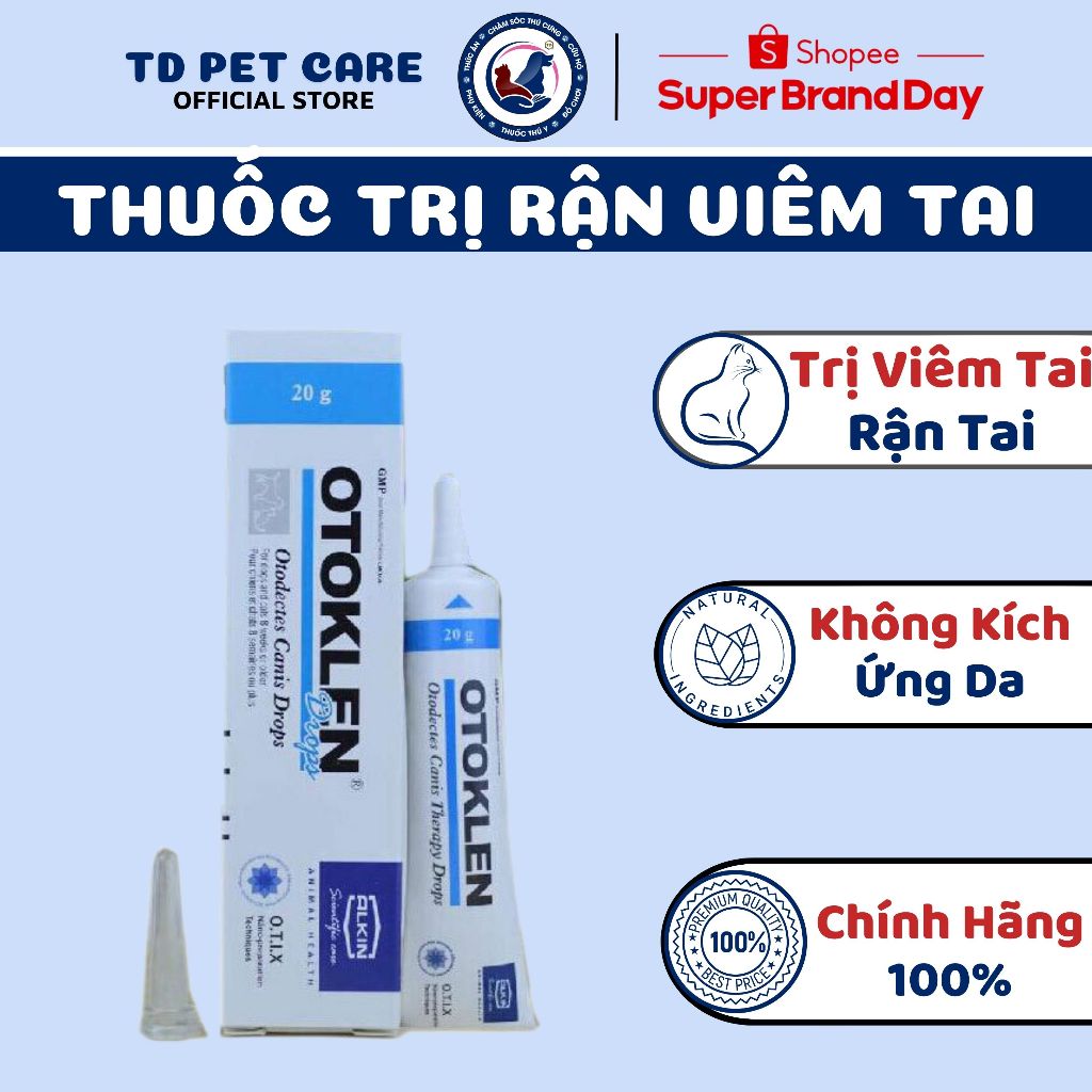 Tuýp Nhỏ Tai Ngừa Rận Tai Otoklen Dành Cho Chó Mèo - Lọ Nhỏ Hết Dận Tai Cho Thú Cưng