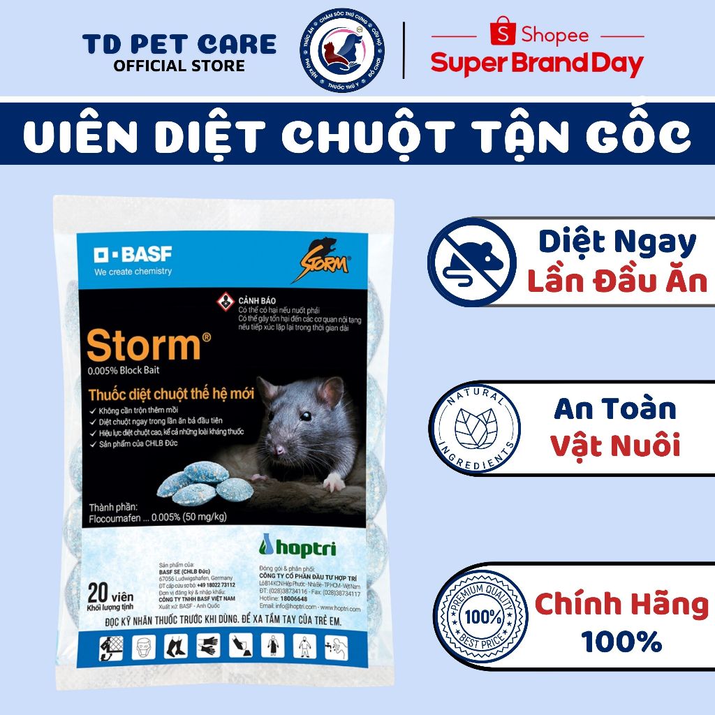 Viên Diệt Chuột Thế Hệ Mới An Toàn STORM - Túi 20 Viên Bẫy Chuột Diệt Côn Trùng