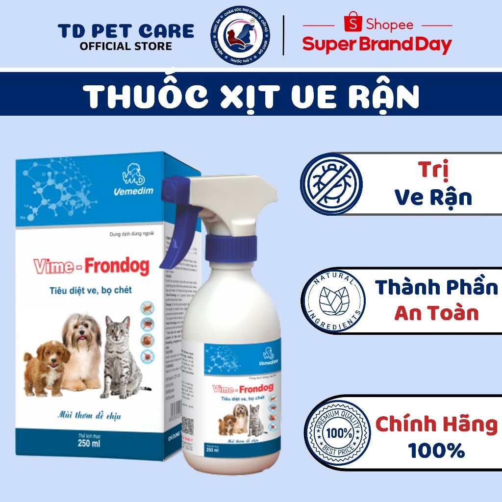 Lọ Xịt Ve Rận TD Vime Frondog Dành Cho Chó Mèo