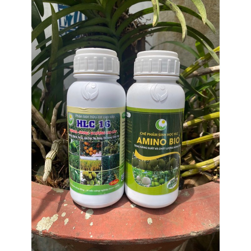 Combo hlc 16 và amino bio chai 500ml phân bón lá cao cấp giúp bật chồi vọt đọt mập cơi xanh dày lá