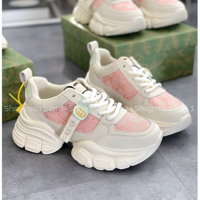 Giày thể thao sneaker gc tem dài vân hoạ tiết hồng fullbox