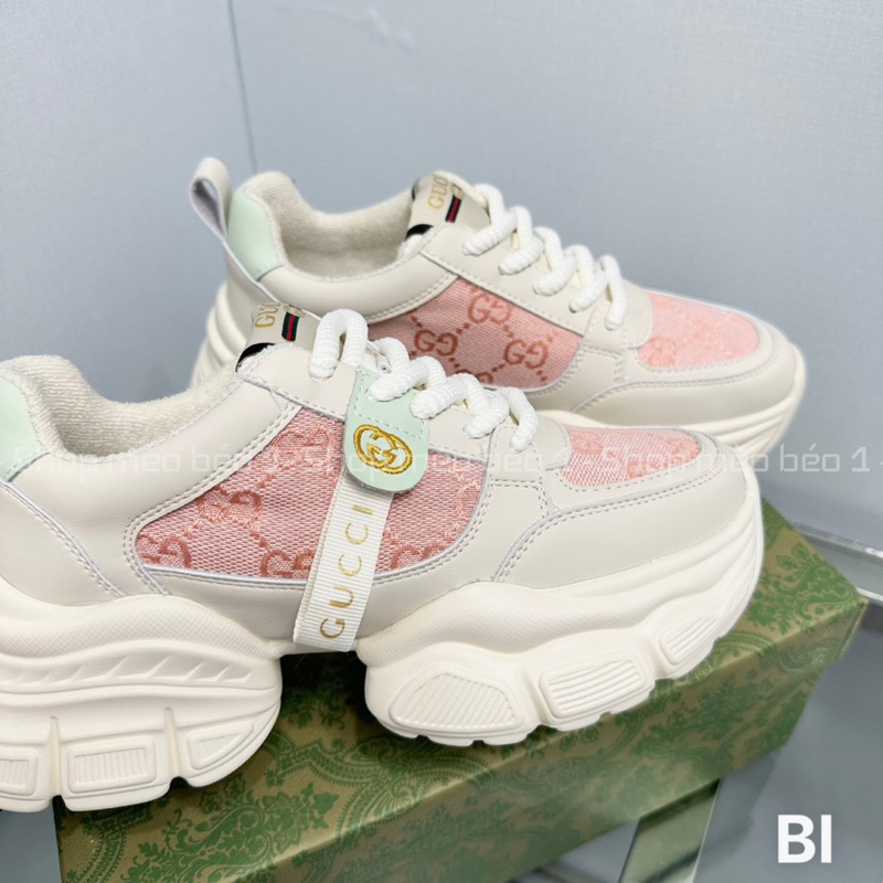 Giày thể thao sneaker gc tem dài vân hoạ tiết hồng fullbox