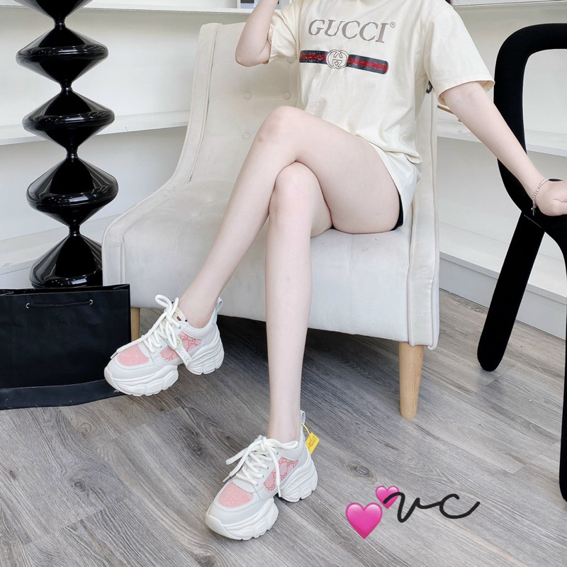 Giày thể thao sneaker gc tem dài vân hoạ tiết hồng fullbox