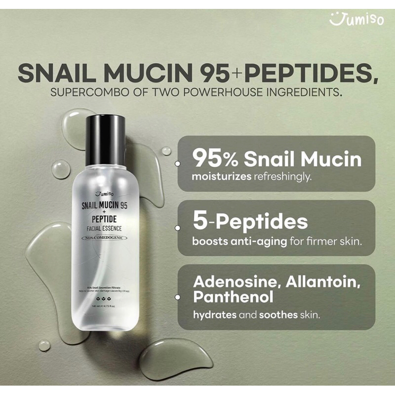 Tinh chất ốc sên làm dịu và phục hồi da Snail Mucin 95 + Peptide Facial Essence 140ml