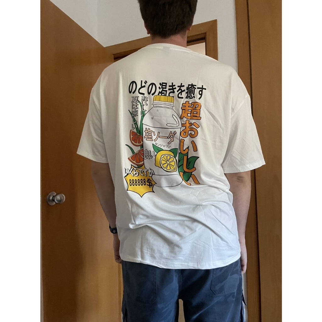 Áo thun unisex nam nữ tay lỡ form rộng bình nước chanh