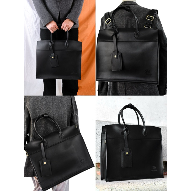 Túi da KHÔISTORE | Horizontal_Túi tote balo đeo chéo đa năng_Túi thiết kế_Hàng thủ công_Màu đen