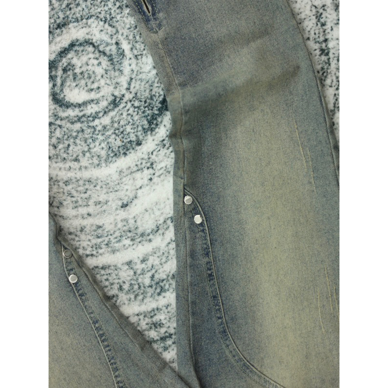 Quần jean nam thiết kế khóa zip phong cách streetwear cao câp BEAR màu xanh vàng form slimfit vải denim co giãn SK005