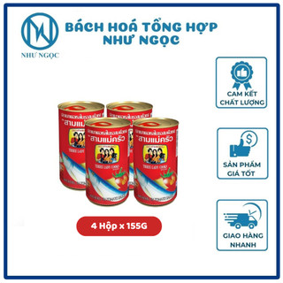 Combo 4 lon - cá mòi ba cô gái nắp khui bật 155g/lon - bách hóa tổng hợp như ngọc