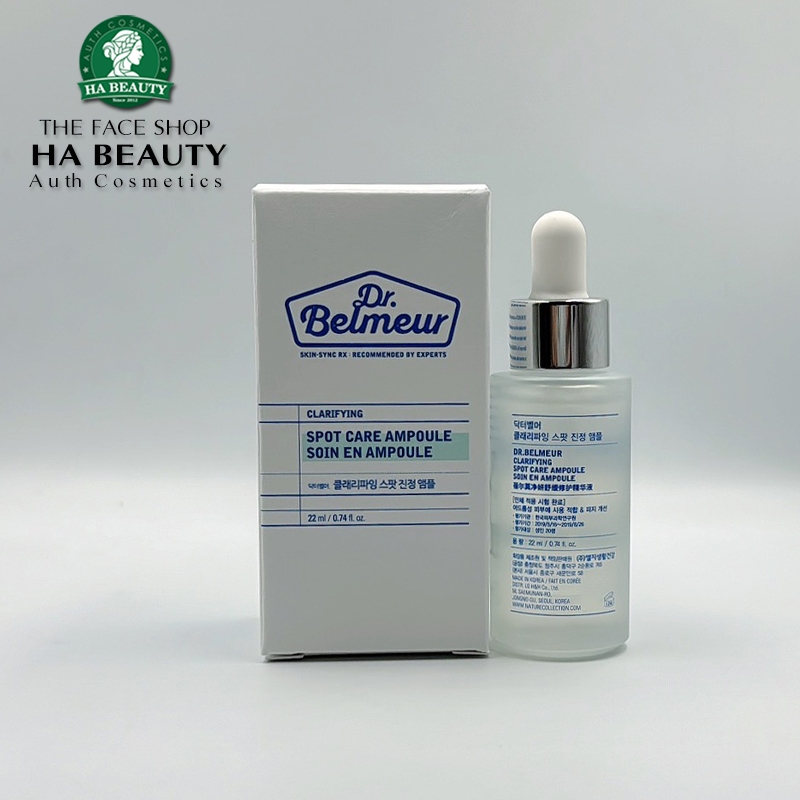 Serum dưỡng cho da mụn nhạy cảm làm mờ vết thâm xạm The Face Shop Dr Belmeur Clarifying Spot Care Ampoule 22 ml