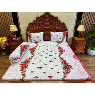 Bộ ga gối thun Hàn mẫu dây hoa 1m4 1m6 1m8