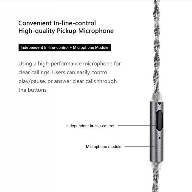 Cable MOONDROP MC2 | Đồng OFC 4N | Có Mic | Dây Cáp nâng cấp tai nghe