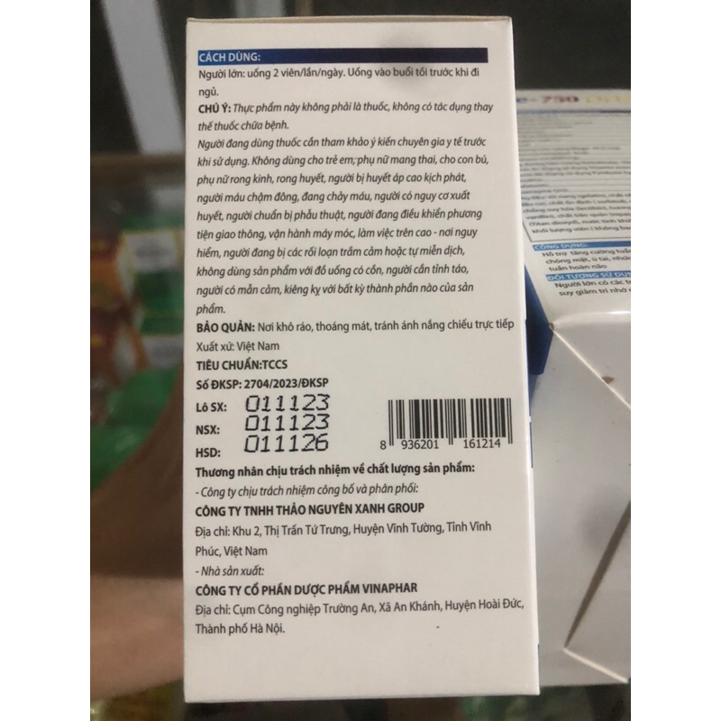 HỘP 100 VIÊN BỔ NÃO CERE - 750 DHA GINKGO BILOBA 750MG