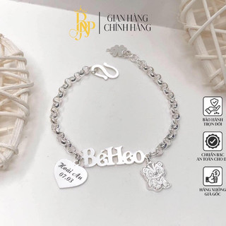  Lắc tay Mo khắc tên BNP  mẫu làm theo yêu cầu hoạ tiết kèm con giáp  Bạc ta 