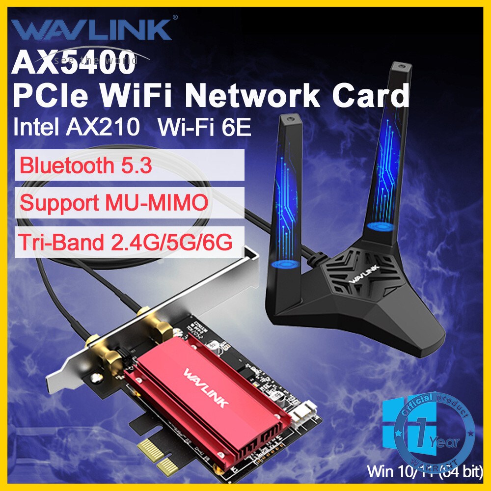 WiFi 6E AX5400M PCIe WiFi Card, Tri-Band Intel AX210 Network Crad with Bluetooth 5.3, MU-MIMO, WPA3, OFDMA