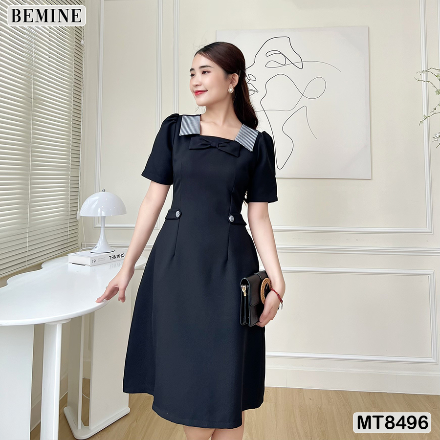 Đầm công sở cổ phối  tùng chữ A BEMINE MT8496