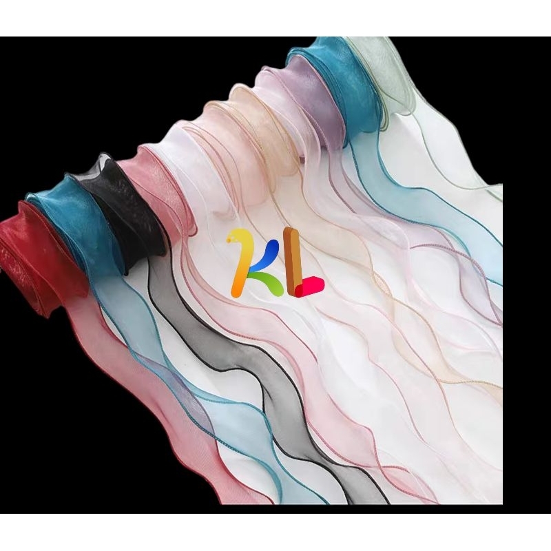 Ruy băng sóng, voan làm nơ, bó hoa, gói quà