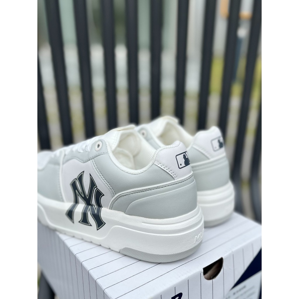 Giày Chunky Liner màu xám phản quang chính hãng, giày sneaker thể thao MLB đế cao NY