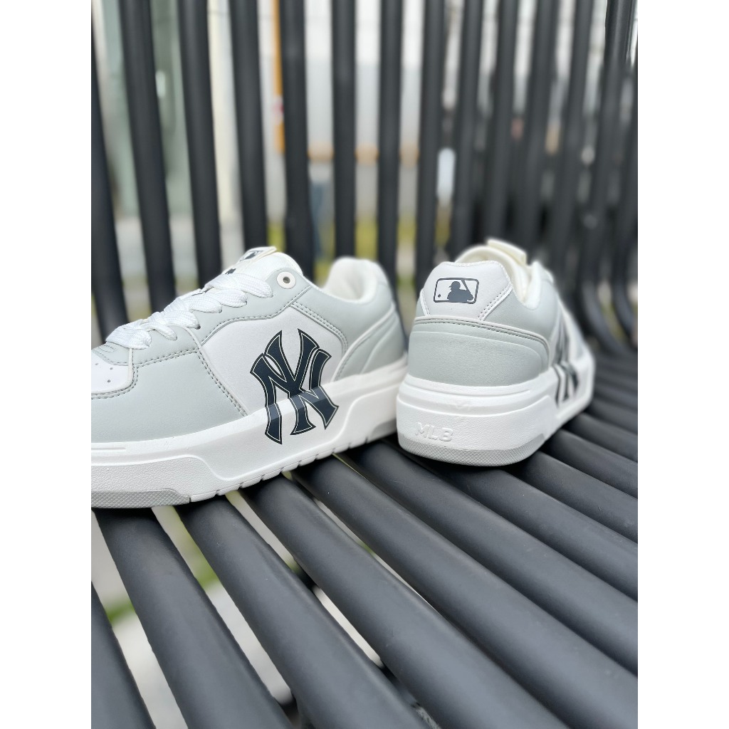 Giày Chunky Liner màu xám phản quang chính hãng, giày sneaker thể thao MLB đế cao NY
