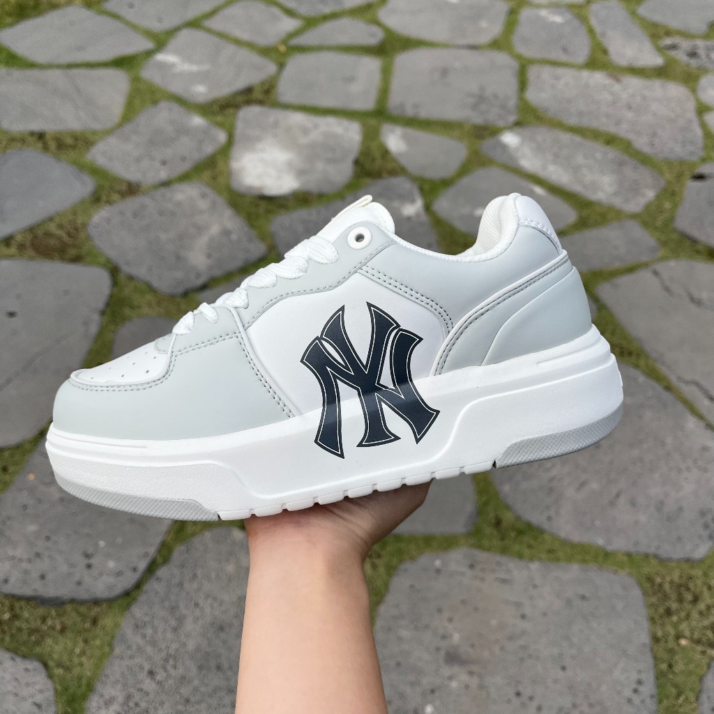 Giày Chunky Liner màu xám phản quang chính hãng, giày sneaker thể thao MLB đế cao NY