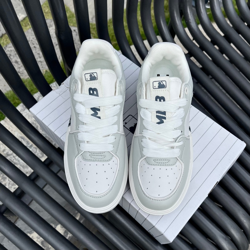 Giày Chunky Liner màu xám phản quang chính hãng, giày sneaker thể thao MLB đế cao NY