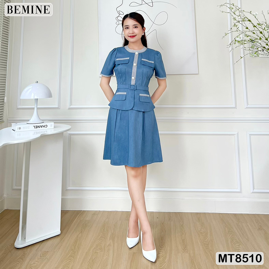 Đầm thiết kế cổ tròn ngắn tay BEMINE MT8510