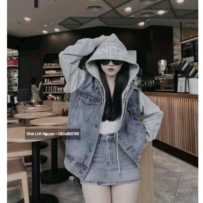 (ảnh thật) Áo Khoác bò nam-nữ có mũ siêu hot hàng đẹp dày dặn
