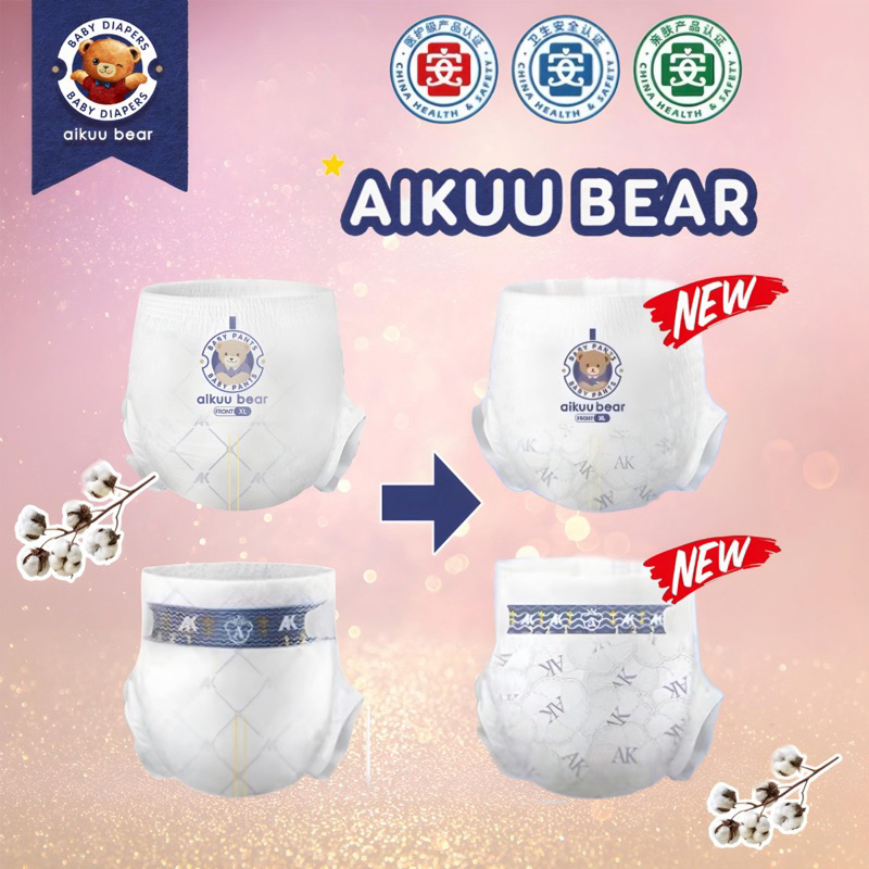 [Bịch]Tã Bỉm AIKUU BEAR Dán/Quần đủ size S56,M50,L48,XL46,XXL44,XXXL42 siêu mềm mỏng