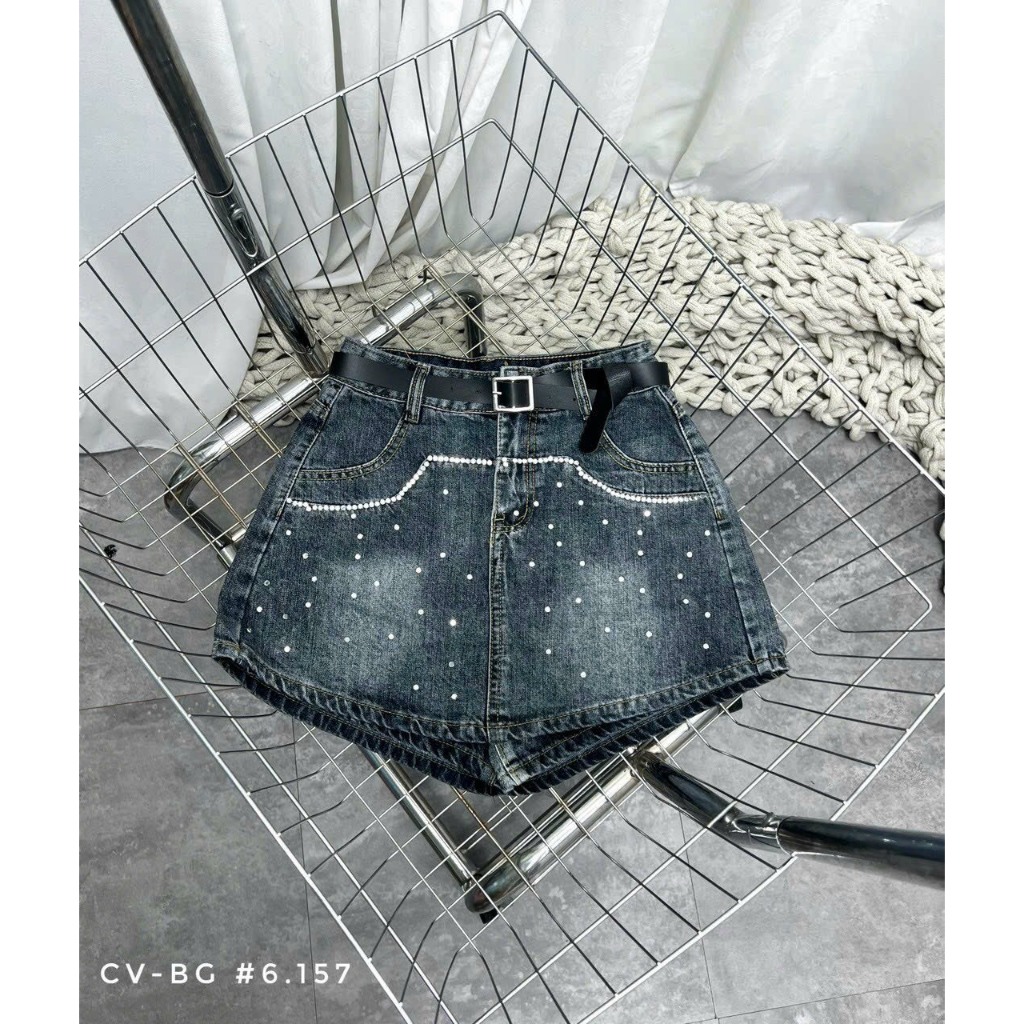 Quần giả váy nữ đính đá sang chảnh,chất jean QCCC