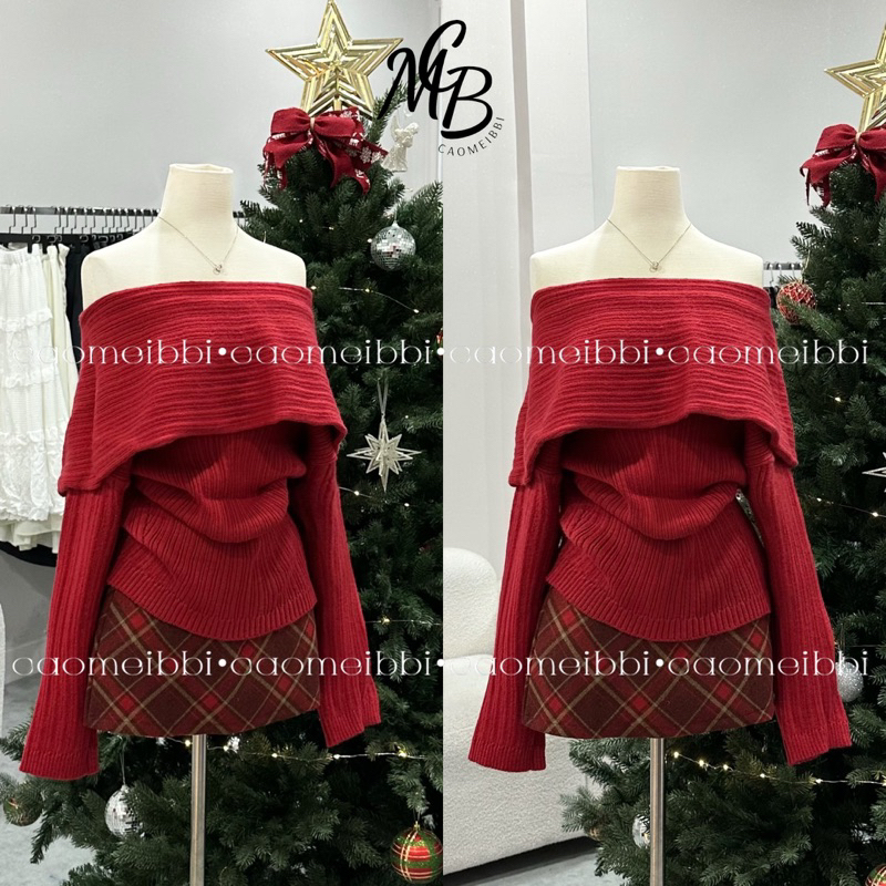 Áo Len Tay Dài Kiểu Hở Vai