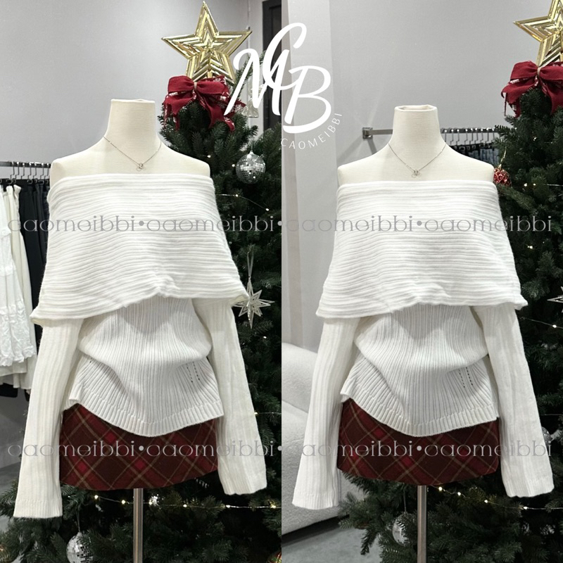 Áo Len Tay Dài Kiểu Hở Vai