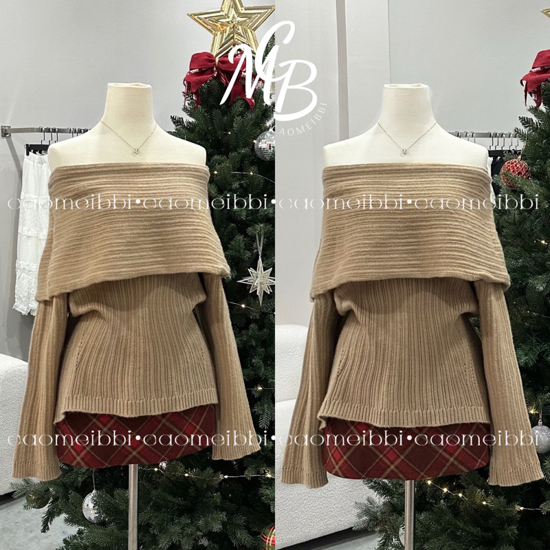 Áo Len Tay Dài Kiểu Hở Vai