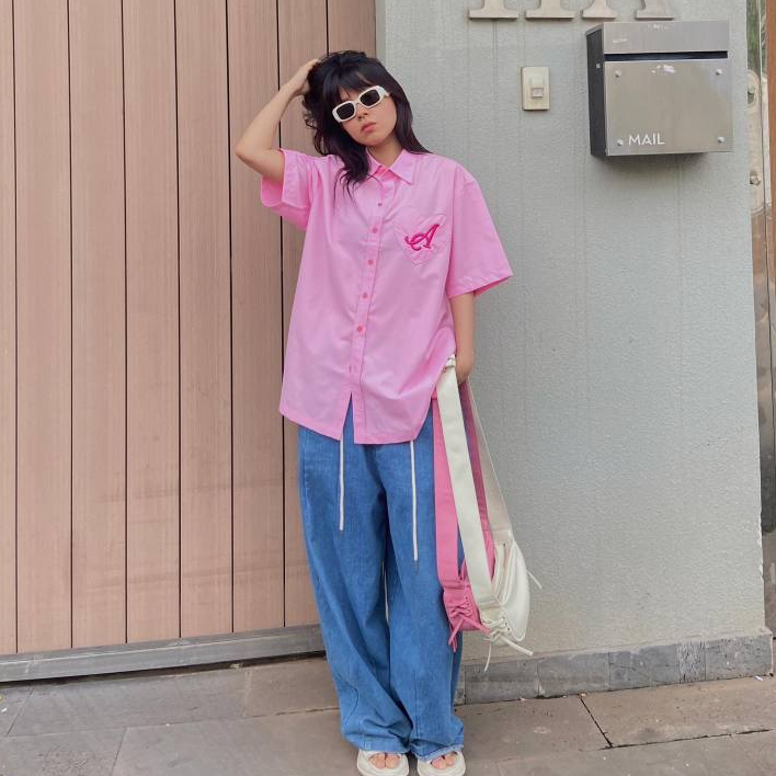 Áo sơ mi LOVE POCKET HỒNG AMM