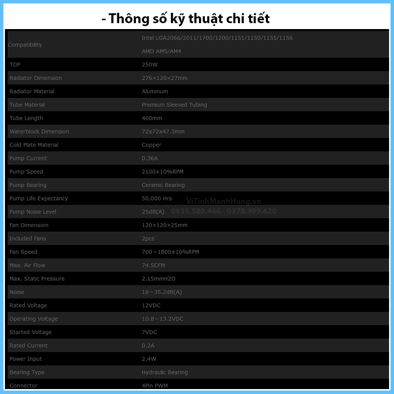 Tản nhiệt nước AIO ID-Cooling FrostFlow X 240, Rad 240mm, 2 quạt 12cm, có hỗ trợ socket Intel 1700 / AMD AM5.