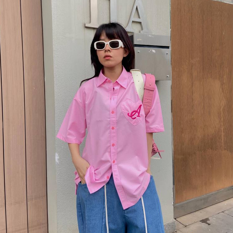 Áo sơ mi LOVE POCKET HỒNG AMM