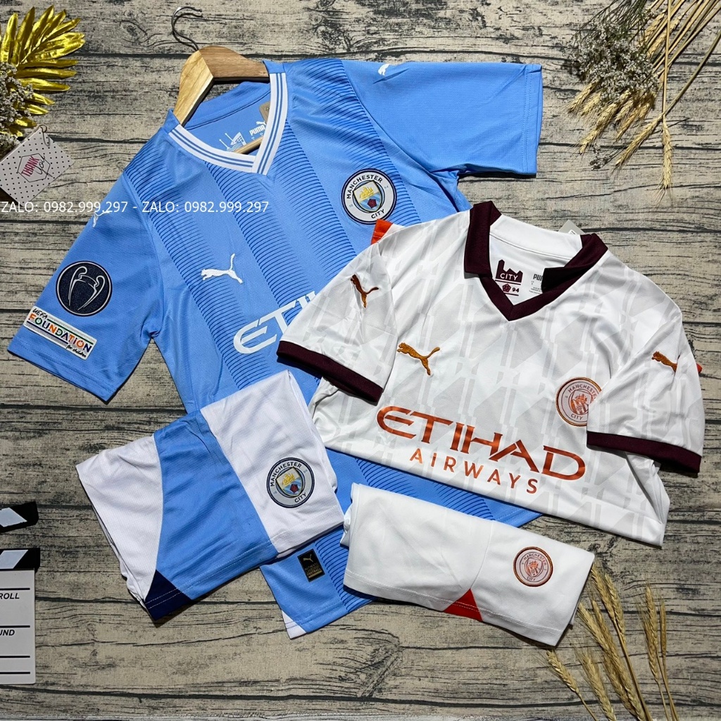Bộ Quần Áo bóng đá CLB Manchester City 23/24 - Vải Gai Thái Chuẩn thi đấu