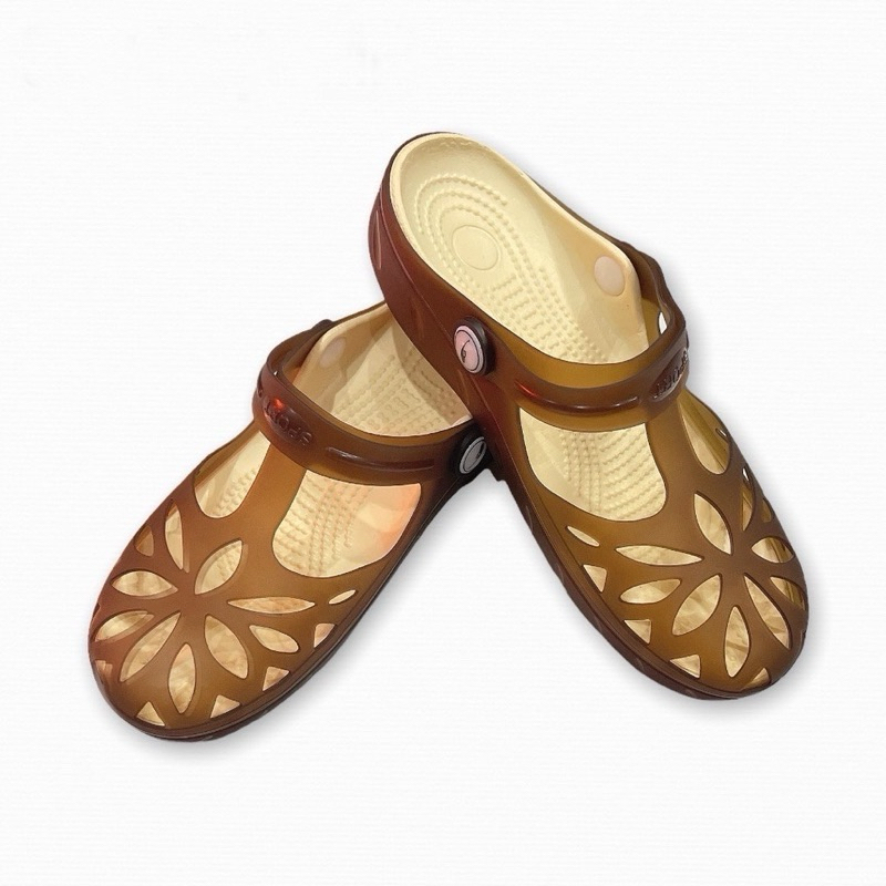 Giày sandal nữ, Giày nhựa nữ dẻo bít mũi nữ lỗ lưới hoa siêu nhẹ, chống nước