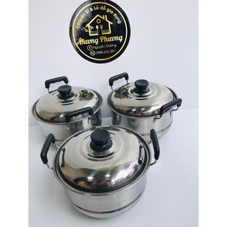 nồi inox có xửng hấp đk 20cm