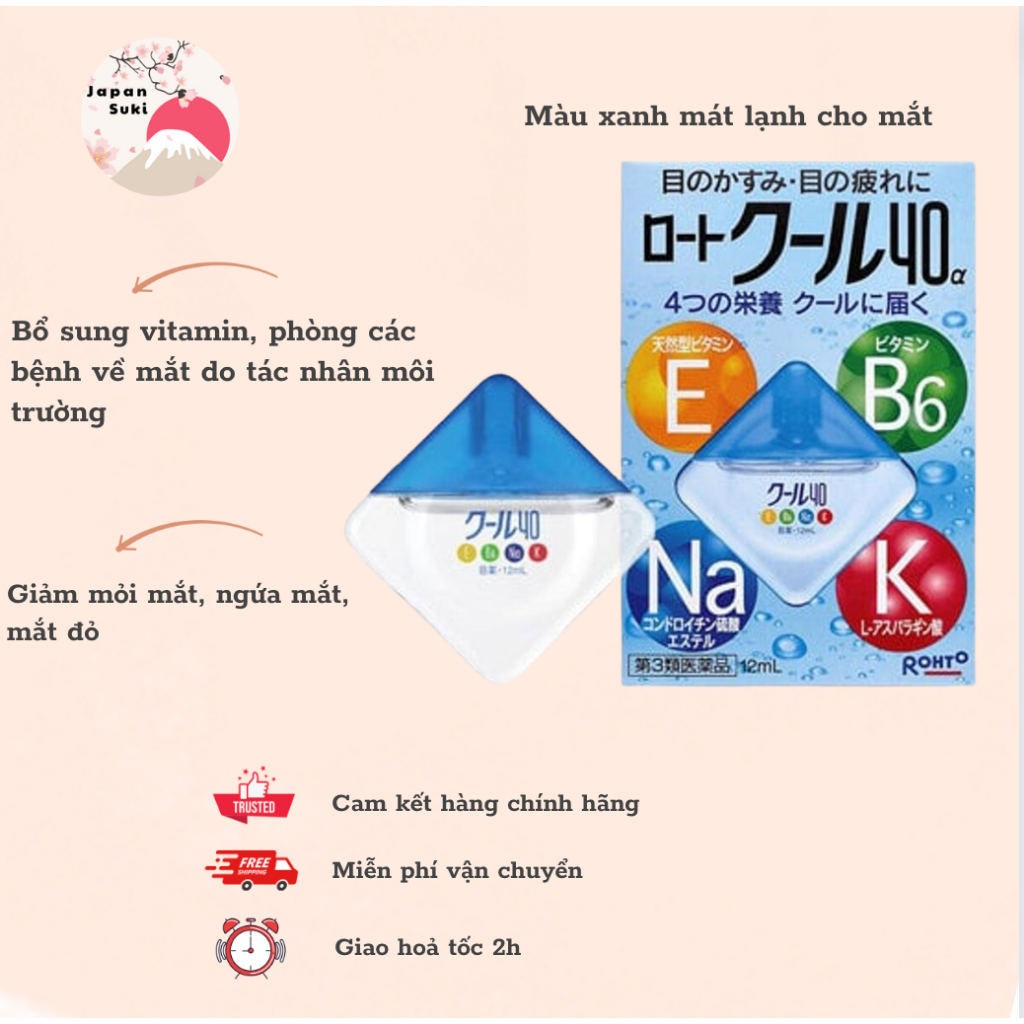Nước nhỏ mắt Nhật Bản Rohto bổ sung vitamin giúp mắt khoẻ