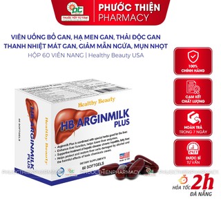 Viên uống bổ gan, thải độc gan HB ARGINMILK PLUS hộp 60 viên giảm mề đay, mụn nhọt, mát gan, gan nhiễm mỡ