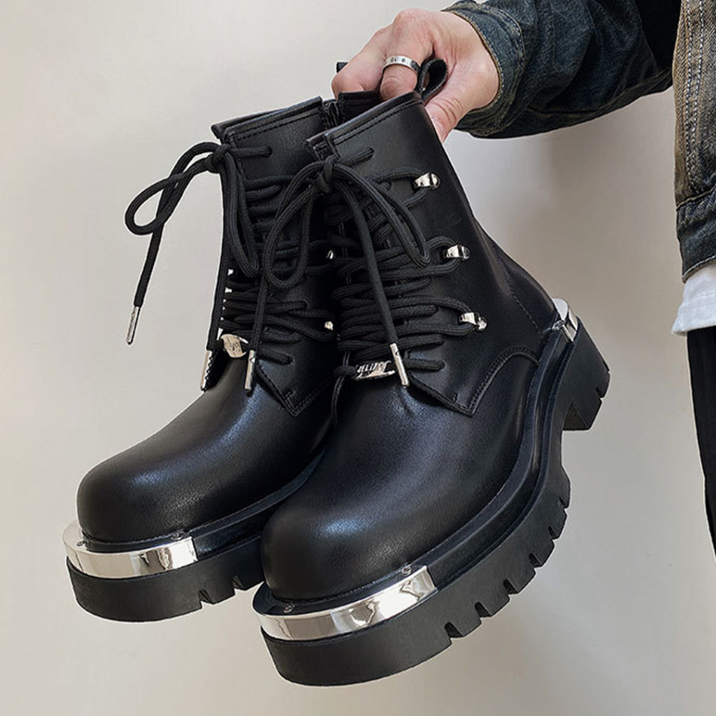 Giày Boots nam HOMME mũi kim loại khóa zip 70055-R